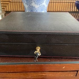 Coach Pebbled Leather Black and red stitching jewelry box